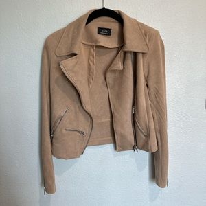 Vici Cropped Tan Faux Suede Moto Jacket